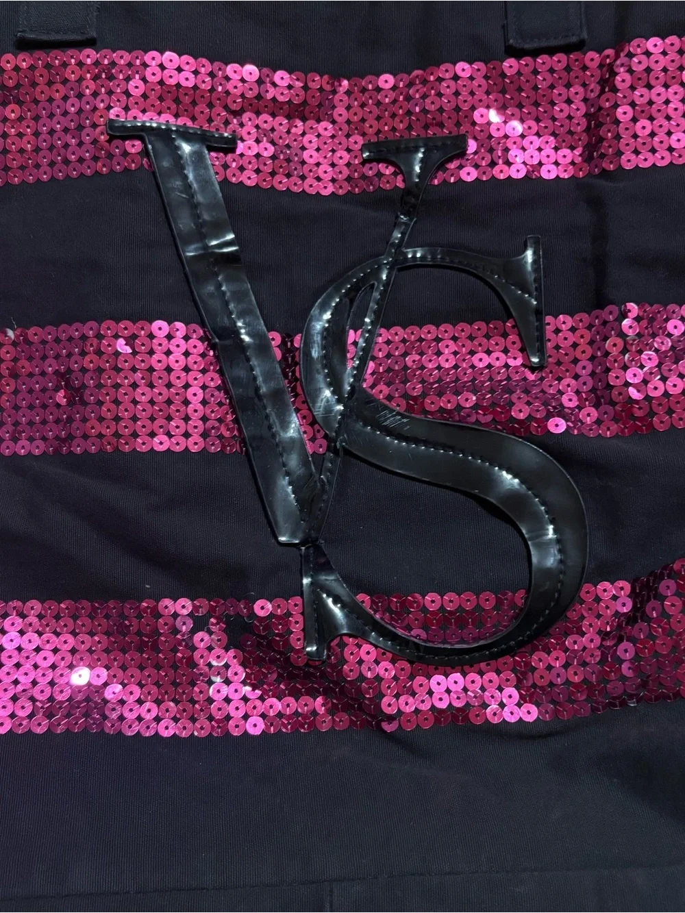 Victoria’s Secret Pink Black Sequins Zip Tote Bag